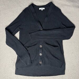 Madewell Black Knit Cardigan V-Neck Brown Button Up Sweater J4812 - Women's XXS